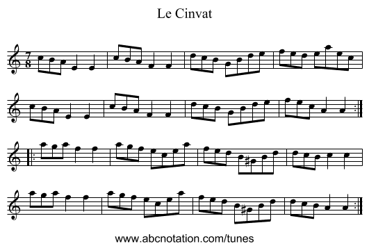 Le Cinvat - staff notation