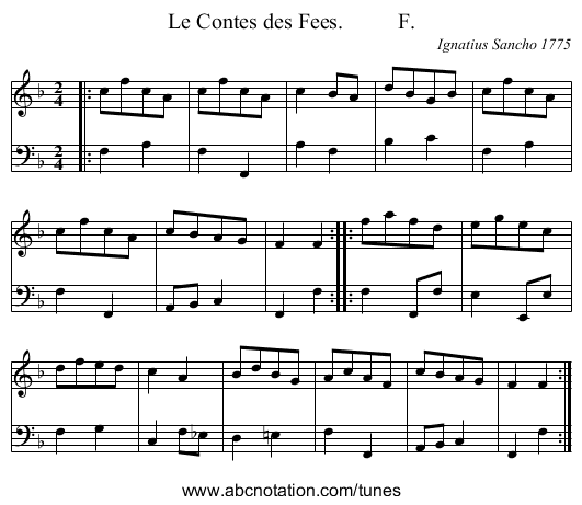 Le Contes des Fees.          F. - staff notation