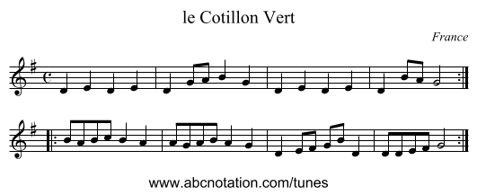 le Cotillon Vert - staff notation