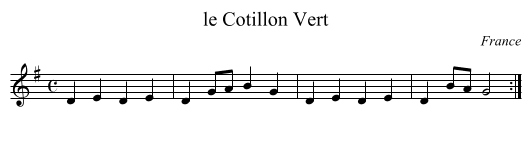 le Cotillon Vert - staff notation