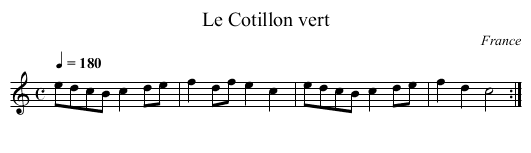 Le Cotillon vert - staff notation