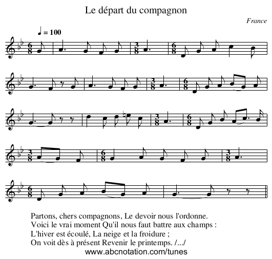 Le départ du compagnon - staff notation