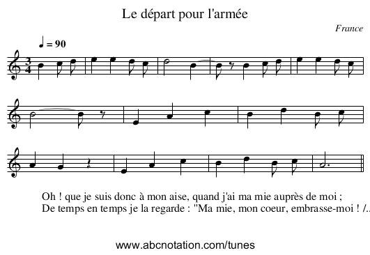 Le départ pour l'armée - staff notation