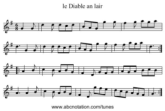 le Diable an lair - staff notation