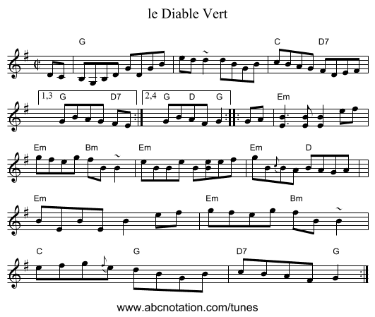 le Diable Vert - staff notation