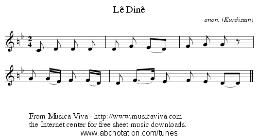 L&ecirc; Din&ecirc; - staff notation