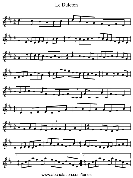 Le Duleton - staff notation