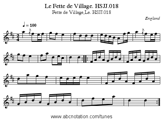 Le Fette de Village. HSJJ.018 - staff notation