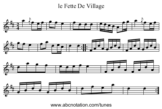 le Fette De Village - staff notation