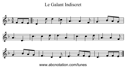 Le Galant Indiscret - staff notation