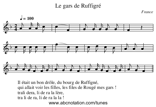 Le gars de Ruffigré - staff notation