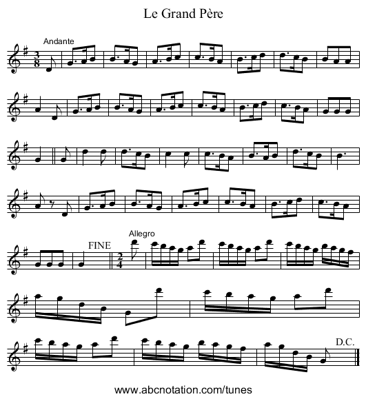 Le Grand Père - staff notation