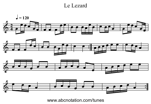 Le Lezard - staff notation