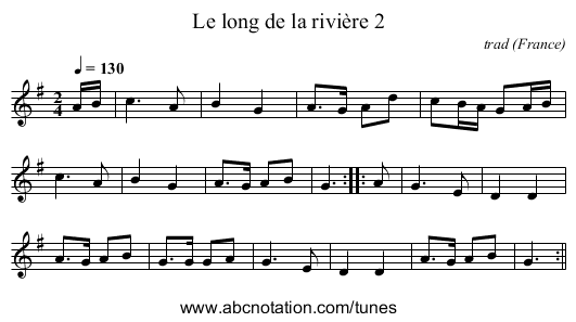 Le long de la rivière 2 - staff notation