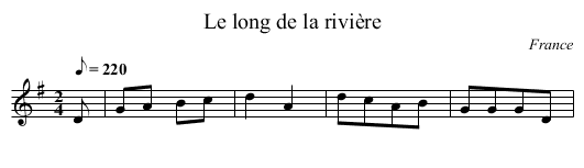 Le long de la rivière - staff notation