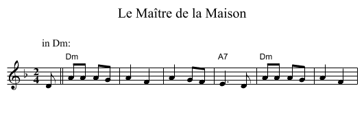 Le Ma&icirc;tre de la Maison - staff notation