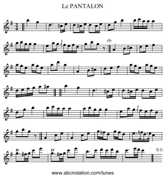 Le PANTALON - staff notation