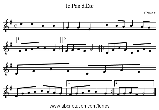 le Pas d'&Eacute;te - staff notation