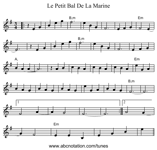 Le Petit Bal De La Marine - staff notation