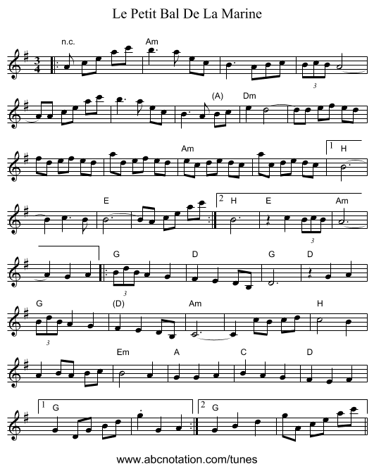 Le Petit Bal De La Marine - staff notation