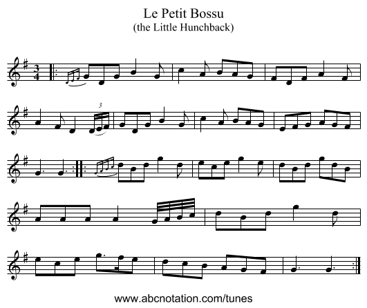 Le Petit Bossu - staff notation