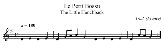 Le Petit Bossu - staff notation