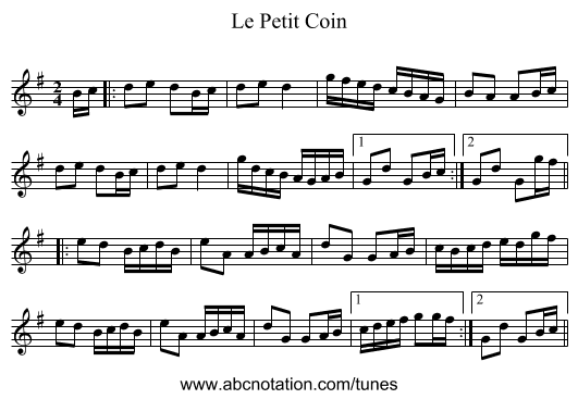 Le Petit Coin - staff notation