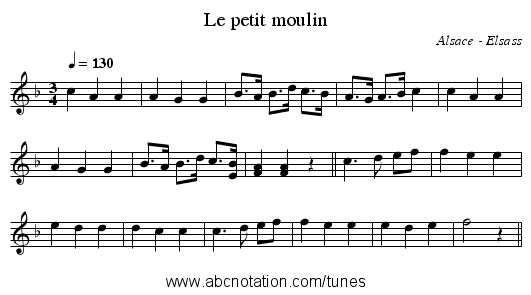 Le petit moulin - staff notation