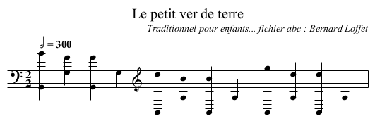 Le petit ver de terre - staff notation
