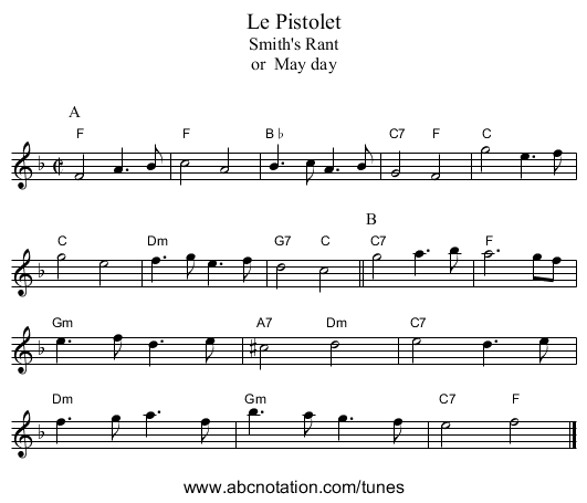 Le Pistolet - staff notation
