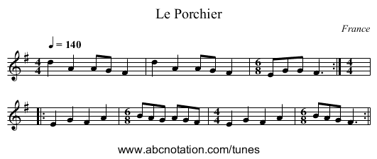 Le Porchier - staff notation