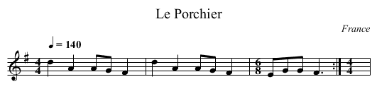 Le Porchier - staff notation