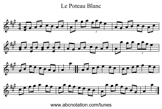 Le Poteau Blanc - staff notation