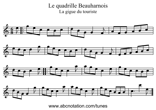 Le quadrille Beauharnois - staff notation