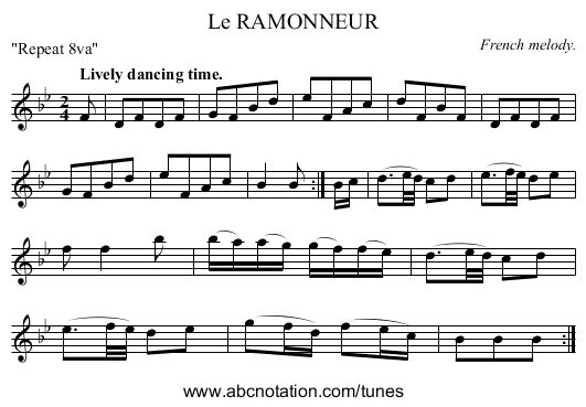 Le RAMONNEUR - staff notation