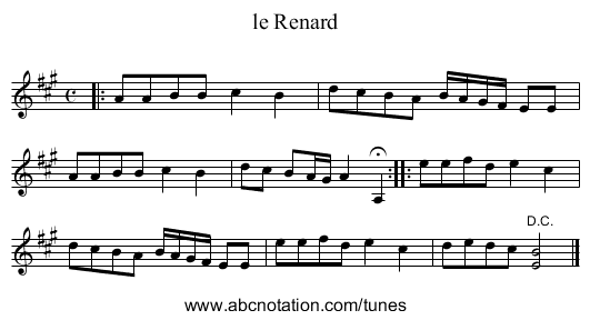 le Renard - staff notation