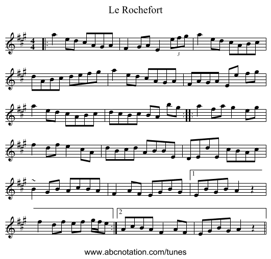 Le Rochefort - staff notation