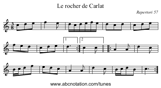 Le rocher de Carlat - staff notation