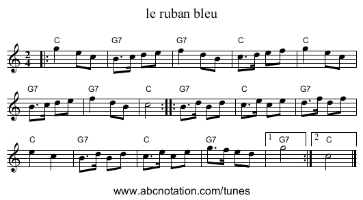 le ruban bleu - staff notation