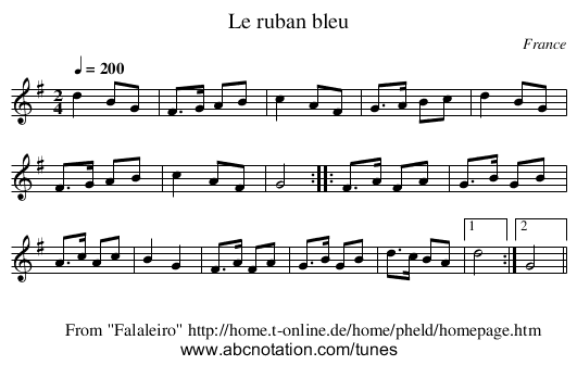 Le ruban bleu - staff notation