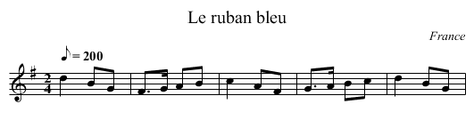 Le ruban bleu - staff notation