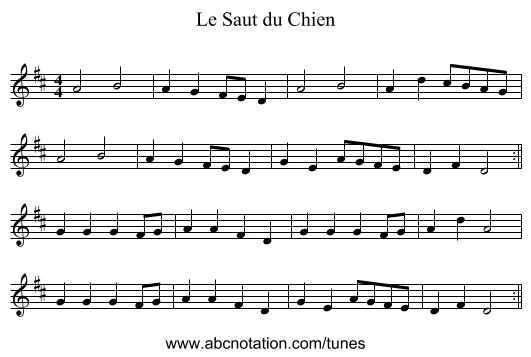 Le Saut du Chien - staff notation