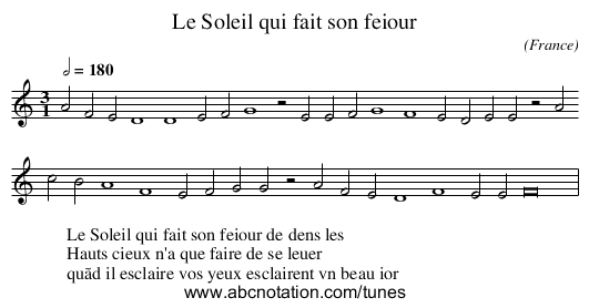 Le Soleil qui fait son feiour - staff notation