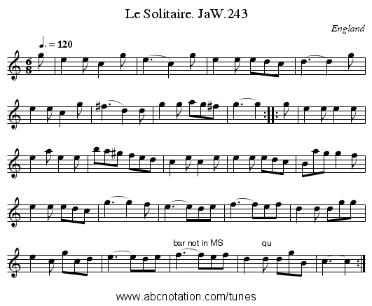 Le Solitaire. JaW.243 - staff notation