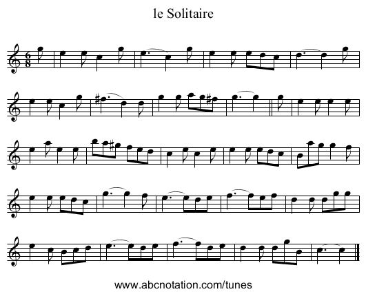 le Solitaire - staff notation