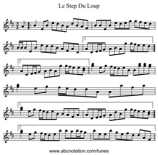 Le Step Du Loup - staff notation
