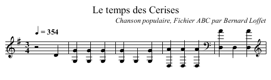 Le temps des Cerises - staff notation