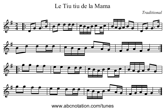 Le Tiu tiu de la Mama - staff notation