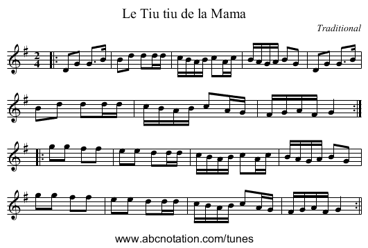 Le Tiu tiu de la Mama - staff notation