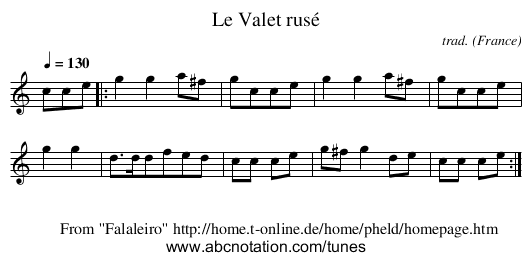 Le Valet rusé - staff notation